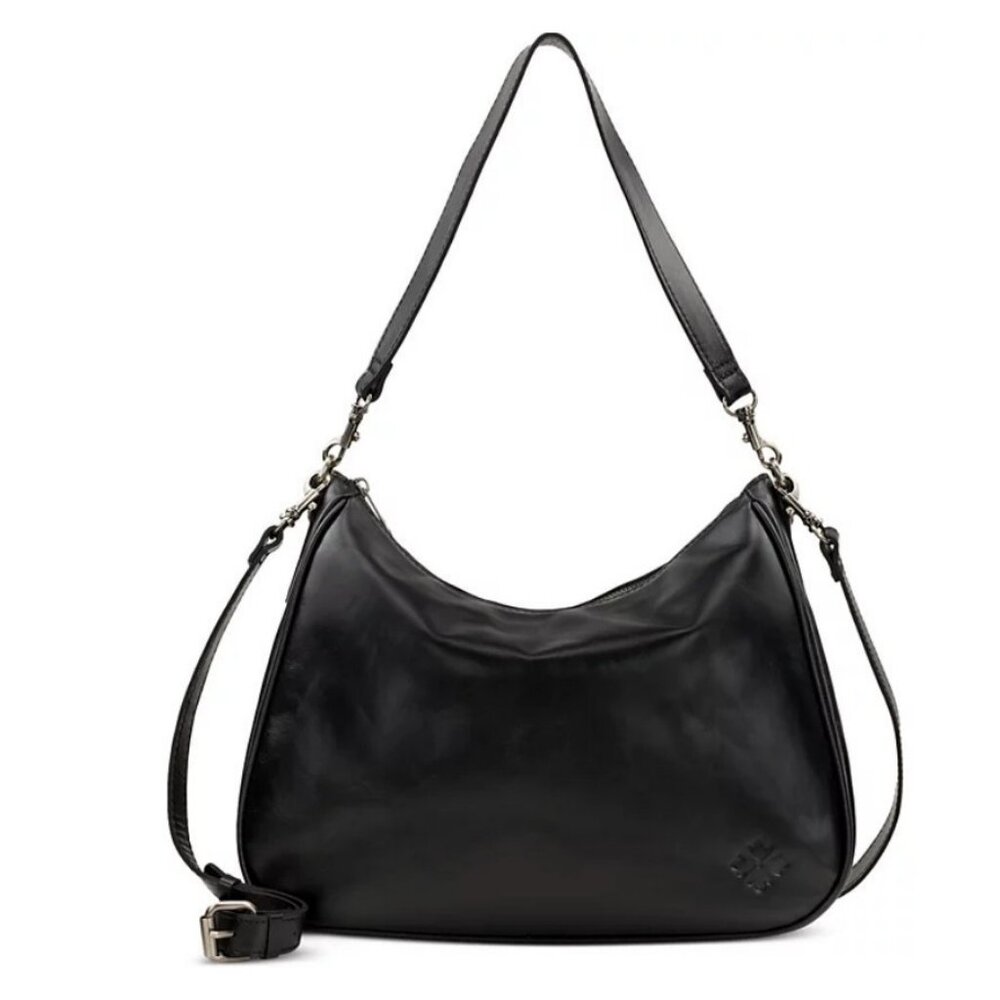 PATRICIA NASH Athani large smooth leather shoulder crossbody bag +Dust bag BLACK